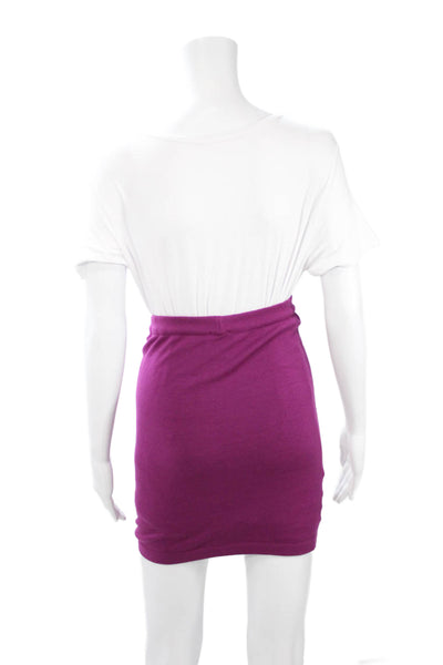 Wolford Women Mini Pencil Skirt Purple Wool Cotton Stretch Size XS
