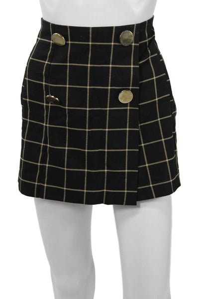 Zara Women Mini Skort Black Check Size M