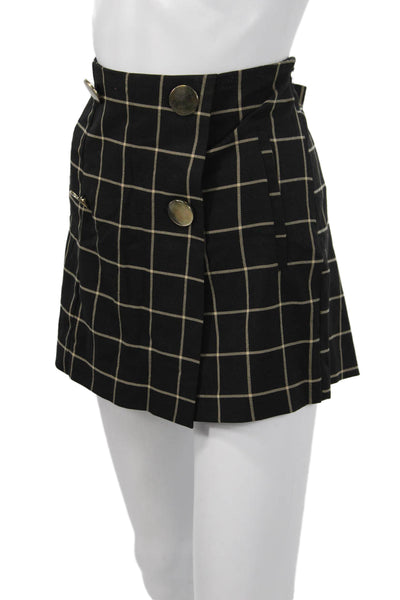 Zara Women Mini Skort Black Check Size M