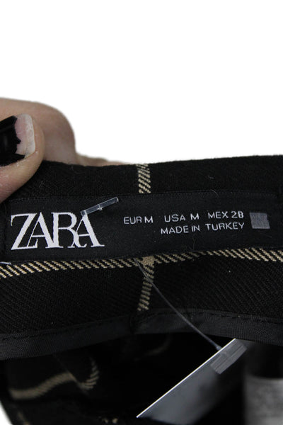 Zara Women Mini Skort Black Check Size M