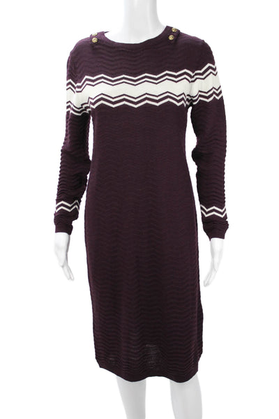 Armor Lux Women Sweater Dress Purple Long Sleeve Knee Length Size 0