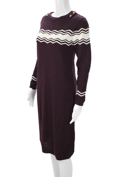 Armor Lux Women Sweater Dress Purple Long Sleeve Knee Length Size 0