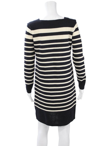Armor Lux Women Sweater Dress Dark Blue Cotton Longsleeve Square Neck Size 0