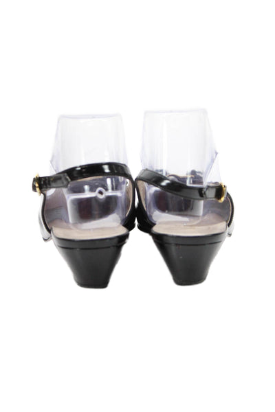 Salvatore Ferragamo Womens Patent Leather Slingbacks Pumps Black Size 9.5 Narrow