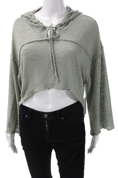 Out From Under Women Pullover Hoodie Green Drawstring Boho Size XS