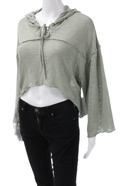 Out From Under Women Pullover Hoodie Green Drawstring Boho Size XS