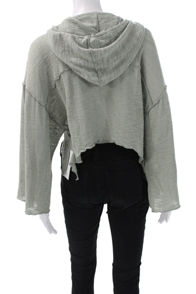 Out From Under Women Pullover Hoodie Green Drawstring Boho Size XS