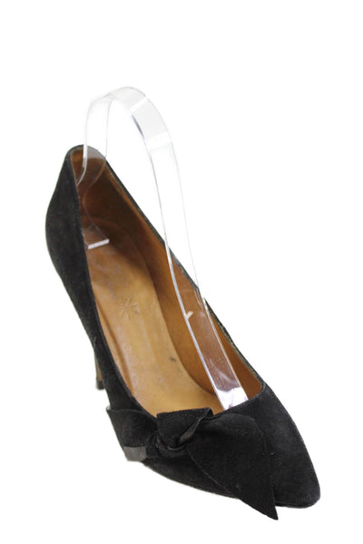 Isabel Marant Womens Suede Pointed Toe Bow Pumps Black Size 36 6