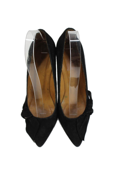 Isabel Marant Womens Suede Pointed Toe Bow Pumps Black Size 36 6