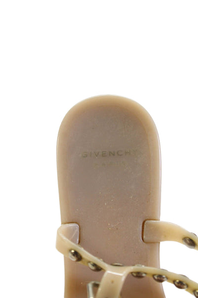 Givenchy Womens Studded T Strap Slingbacks Sandals Beige Size 36 6