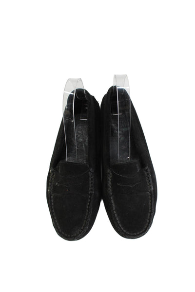 Tods Womens Suede Slide On Driving Loafers Black Size 6