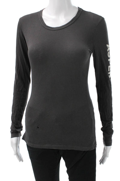 Standard James Perse Women Dark Gray Jersey T-Shirt Cotton Long Sleeve Size 1