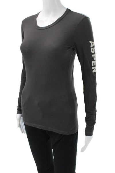 Standard James Perse Women Dark Gray Jersey T-Shirt Cotton Long Sleeve Size 1