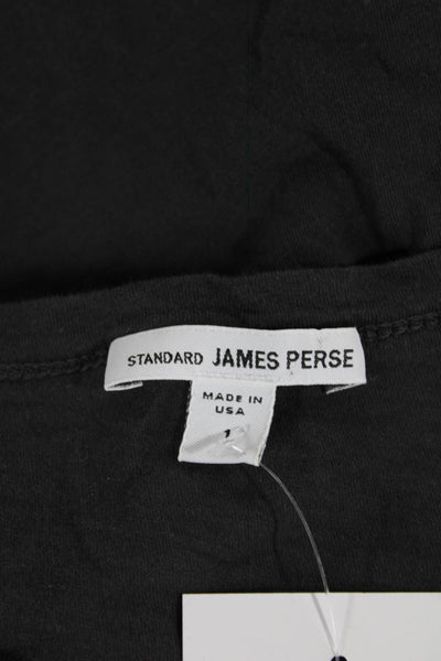 Standard James Perse Women Dark Gray Jersey T-Shirt Cotton Long Sleeve Size 1