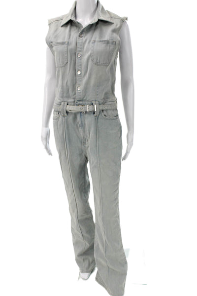Current/Elliott Women Gray Sleeveless Collar Jumpsuit Cotton Blend Size 3