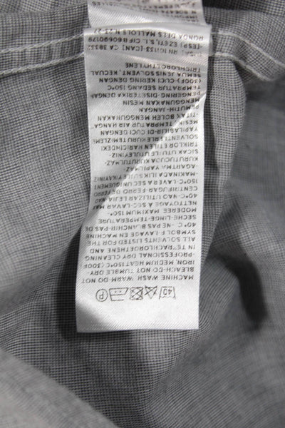 Ermenegildo Zegna Men Point Collar Check Button Up Long Sleeve Gray Size XL
