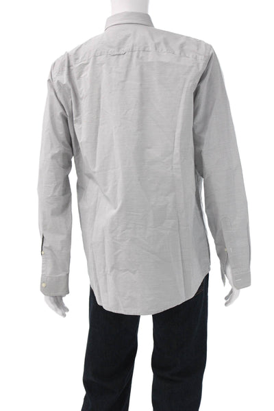 Vince Mens Button-Down Long Sleeve Gray Striped Cotton Collared Shirt Size XL