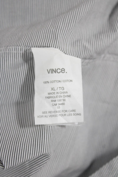 Vince Mens Button-Down Long Sleeve Gray Striped Cotton Collared Shirt Size XL