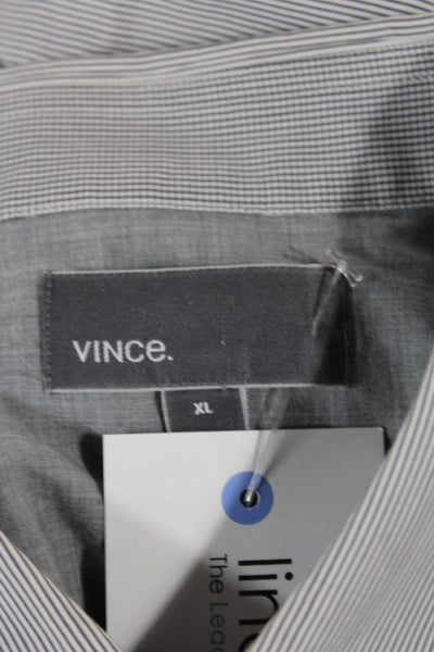 Vince Mens Button-Down Long Sleeve Gray Striped Cotton Collared Shirt Size XL