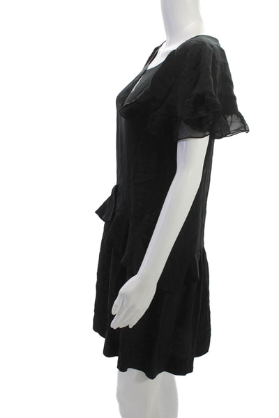Stella McCartney Womens Black Silk Blend Shift Dress Short Sleeve Size M