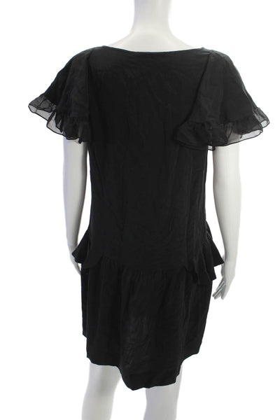 Stella McCartney Womens Black Silk Blend Shift Dress Short Sleeve Size M