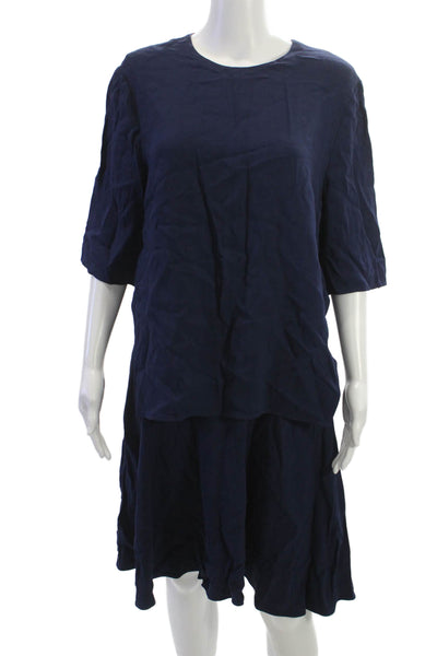 Stella McCartney Womens Shift Dress Dark Blue 3/4 Sleeve Knee Length Size L