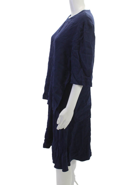 Stella McCartney Womens Shift Dress Dark Blue 3/4 Sleeve Knee Length Size L