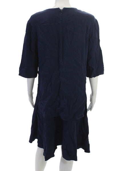 Stella McCartney Womens Shift Dress Dark Blue 3/4 Sleeve Knee Length Size L