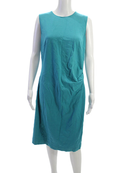 Akris Punto Womens Sheath Shift Dress Blue Sleeveless Round Neck Size 12