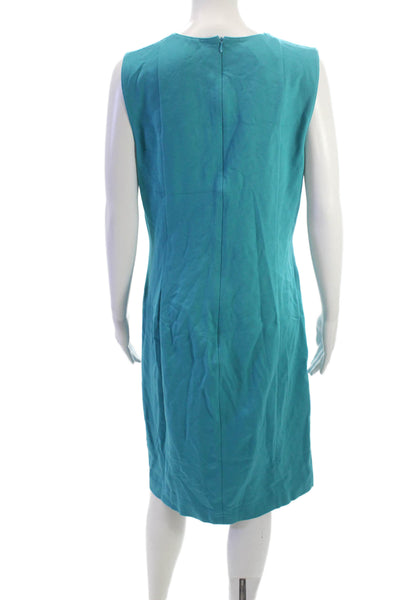 Akris Punto Womens Sheath Shift Dress Blue Sleeveless Round Neck Size 12