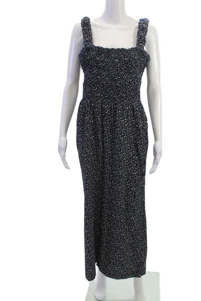 DKNY Women Maxi Jumpsuit Dark Blue Square Neck Sleeveless Size 14