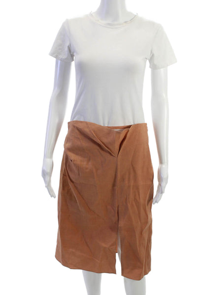 Jacquemus Womens Wrap Skirt Brown Hemp Virgin Wool Knee Length Size 28