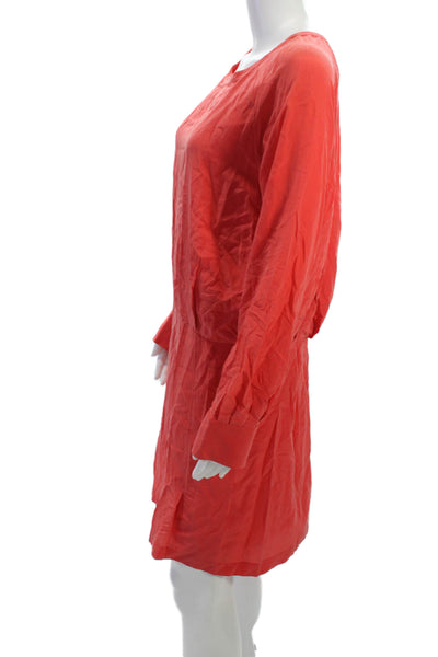 See by Chloe Womens Blouson Red Long Sleeve Round Neck Button Dress Size 6