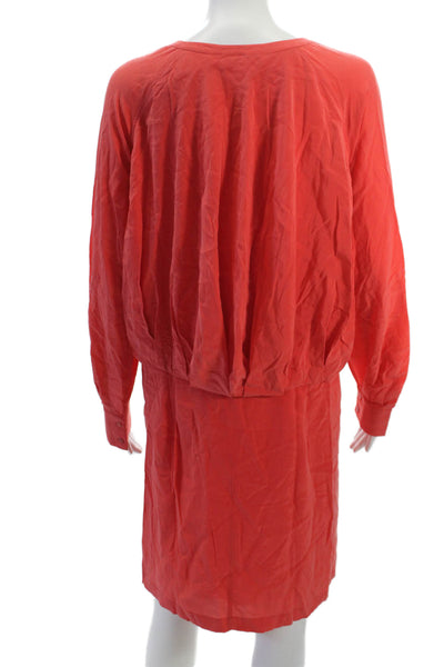 See by Chloe Womens Blouson Red Long Sleeve Round Neck Button Dress Size 6