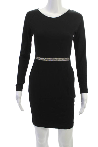 Stella McCartney Womens Bodycon Sheath Dress Black Long Sleeve Zip Size S