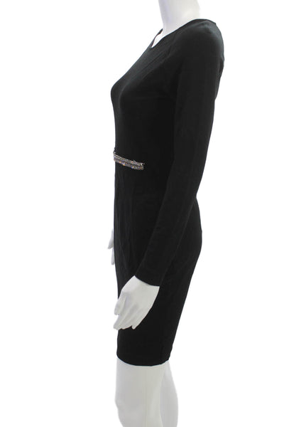 Stella McCartney Womens Bodycon Sheath Dress Black Long Sleeve Zip Size S