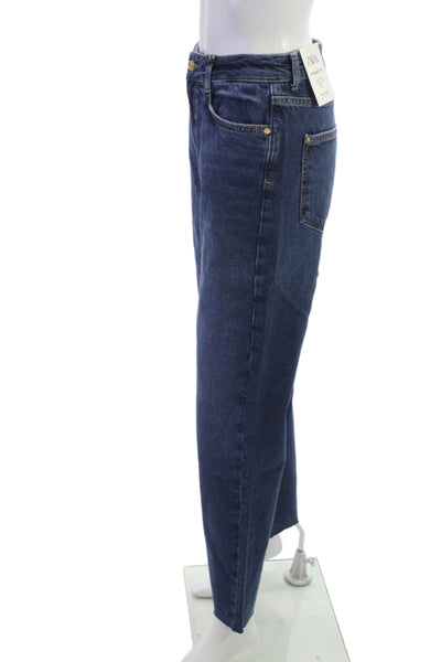 Zara Womens Straight Dark Blue High Rise 100% Cotton Jeans Size 4