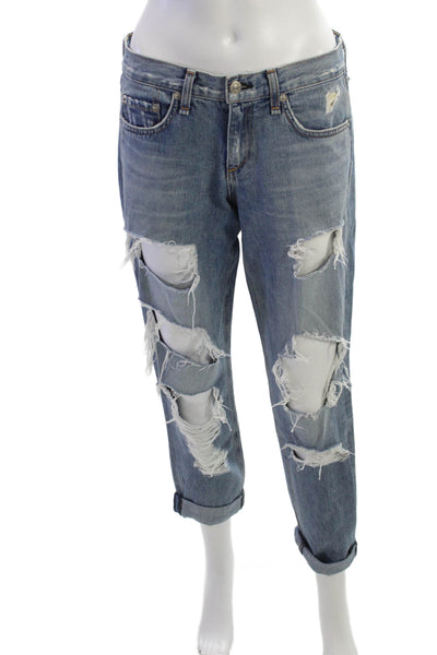 Rag & Bone Women Boyfriend Cropped Blue Jeans Size 26