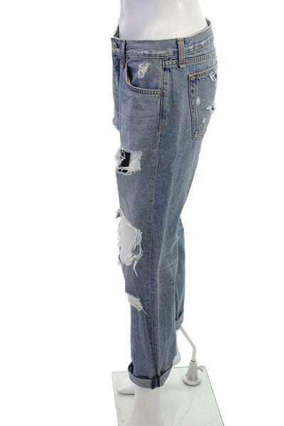 Rag & Bone Women Boyfriend Cropped Blue Jeans Size 26