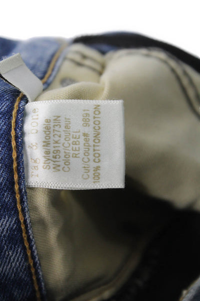 Rag & Bone Women Boyfriend Cropped Blue Jeans Size 26