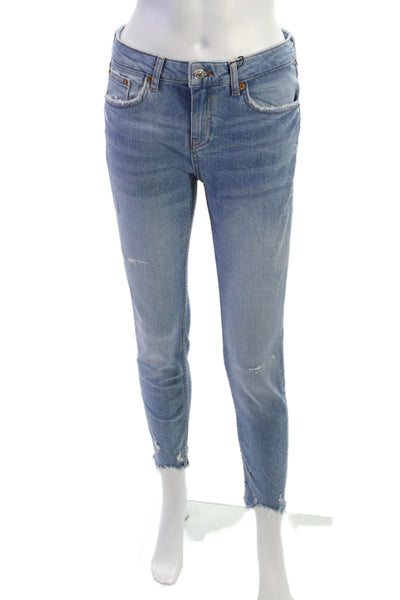 Zara Women Light Blue Ankle Skinny Cropped Jeans Size 4