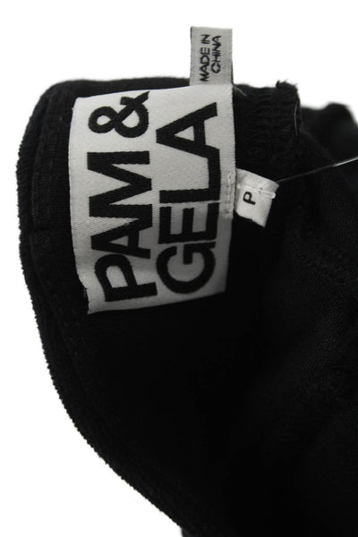 Pam & Gela Womens Cropped Pants Black Cotton Blend Size PP