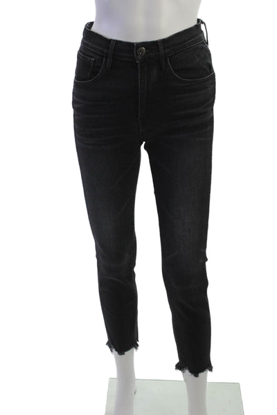 3x1 NYC Women Skinny Cropped Ankle Jeans Black Size 25