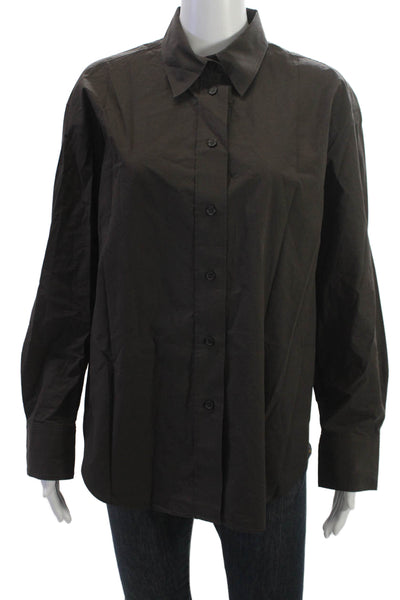 Massimo Dutti Men's Point Collar Button Up Black Cotton Blend Shirt Size S