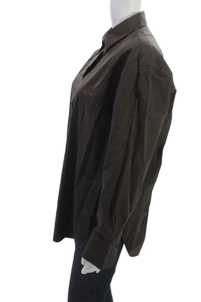 Massimo Dutti Men's Point Collar Button Up Black Cotton Blend Shirt Size S