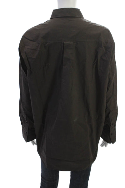 Massimo Dutti Men's Point Collar Button Up Black Cotton Blend Shirt Size S