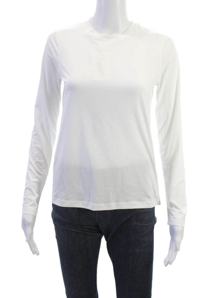 Lululemon Womens White Crew Neck Long Sleeve T-Shirt Nylon Blend Size 4