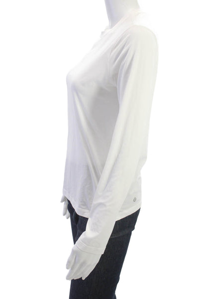 Lululemon Womens White Crew Neck Long Sleeve T-Shirt Nylon Blend Size 4