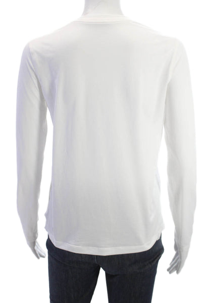 Lululemon Womens White Crew Neck Long Sleeve T-Shirt Nylon Blend Size 4