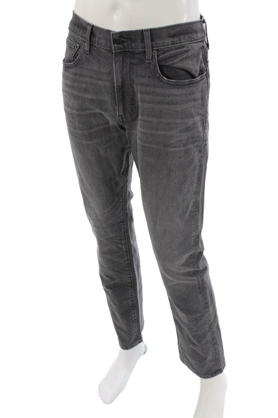 J Crew Mens Straight Gray Jeans 99% Cotton Button Size 30